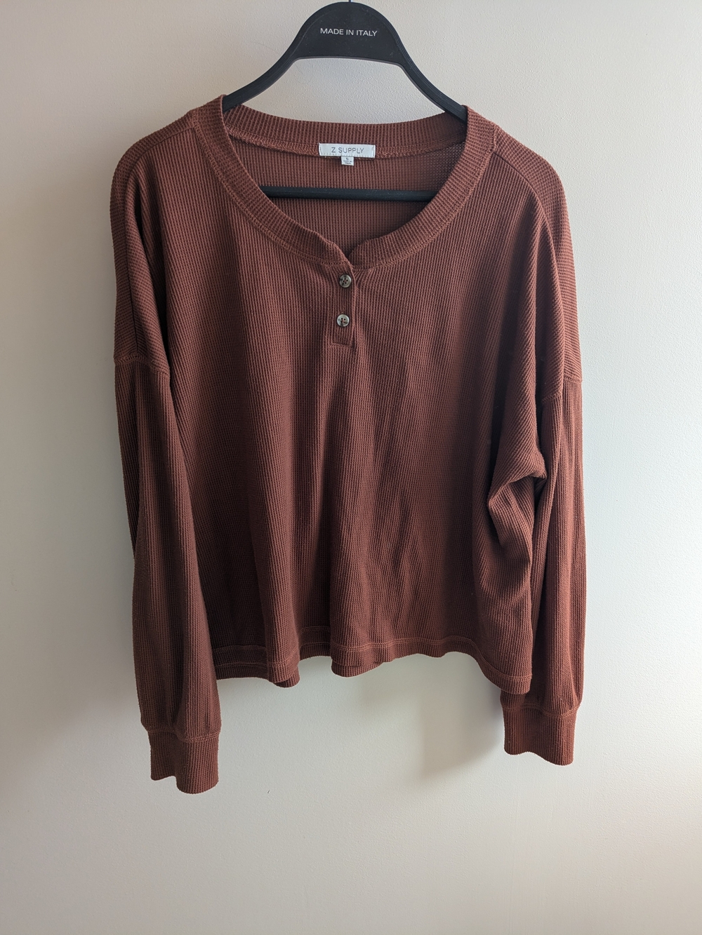 Z Supply Long Sleeve Henley Tee Burnt Orange Size Small